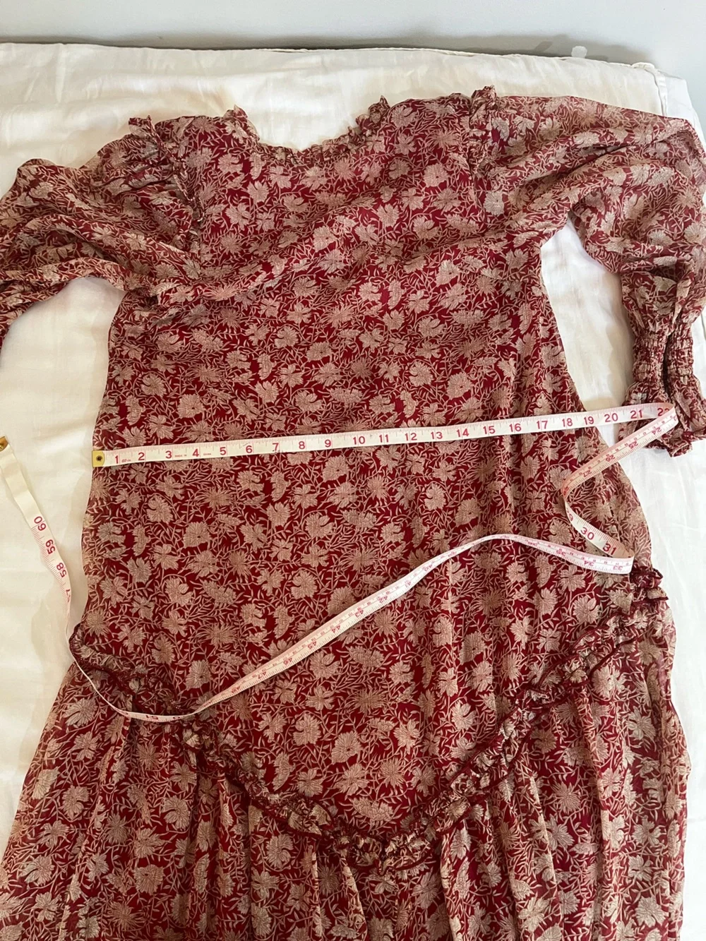 NWT Saints and Secrets Floral Boho Prairie Long Sleeve Midi Dress in Wine XS